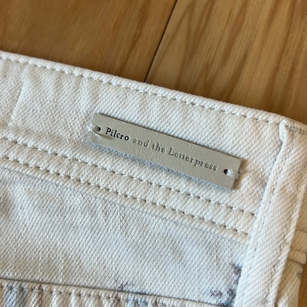 Anthropologie Pilcro High Rise Striped Slim Boyfriend Denim Shorts Size 26 - Picture 11 of 14